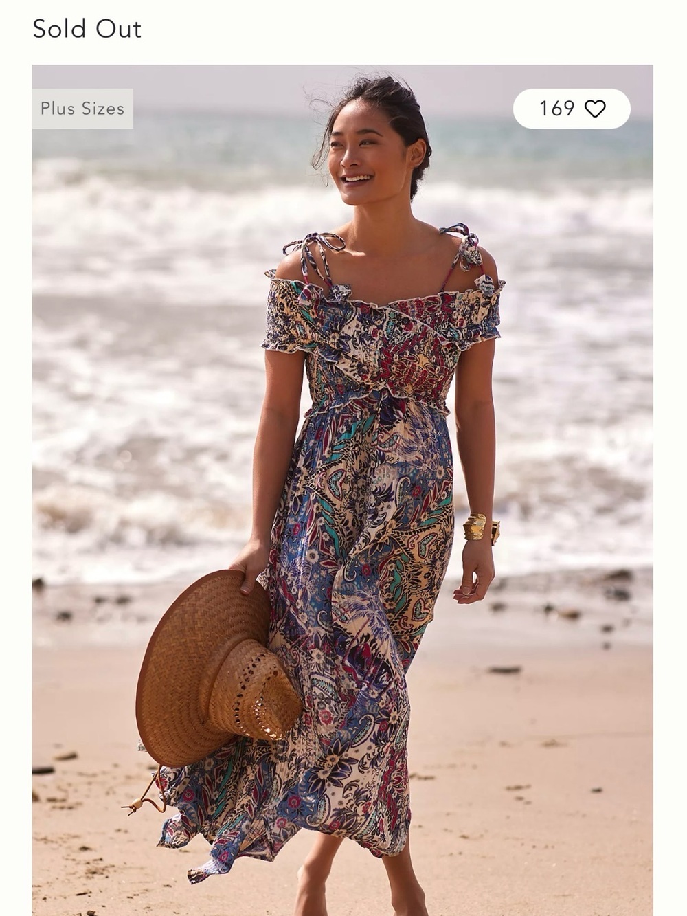 Anthropologie Criss Cross Paisley Off-Shoulder Maxi Dress - Multicolor Large